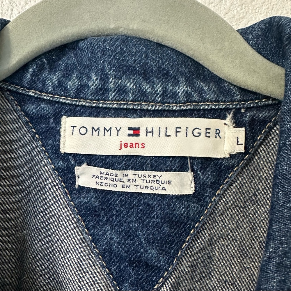 Vintage TOMMY HILFIGER Womens Blue Jean Jacket Trucker Denim Y2K 90s Size L - Picture 2 of 4